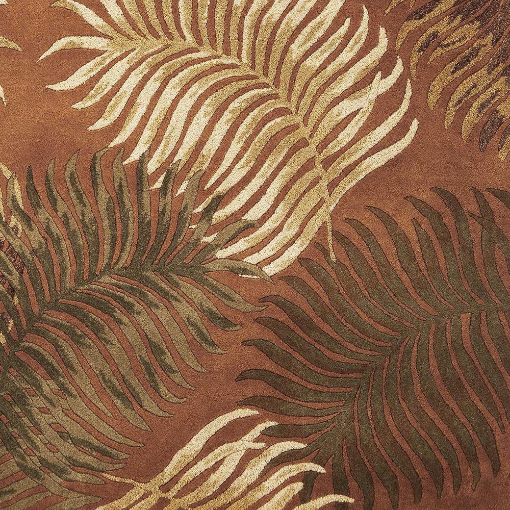 3'x4' Rust Orange Hand Tufted Tropical Leaves Indoor Area Rug - 353970. Picture 2