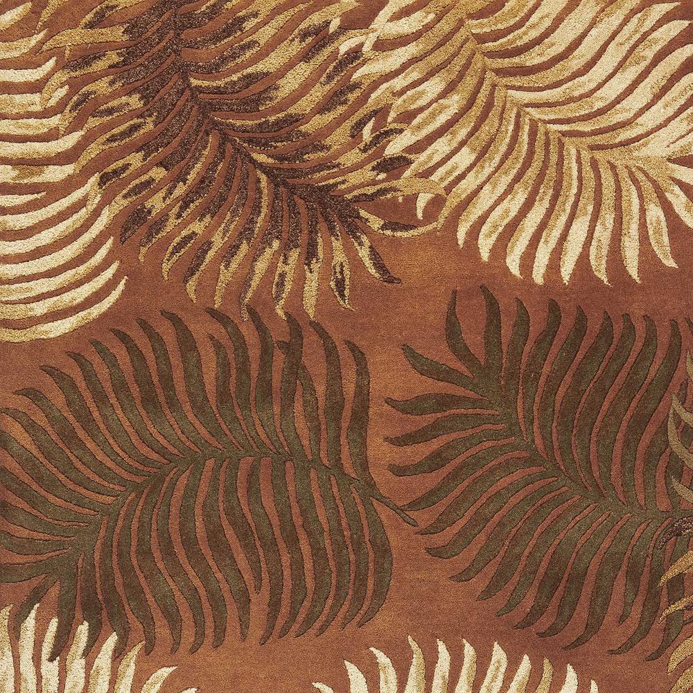 3'x4' Rust Orange Hand Tufted Tropical Leaves Indoor Area Rug - 353970. Picture 3