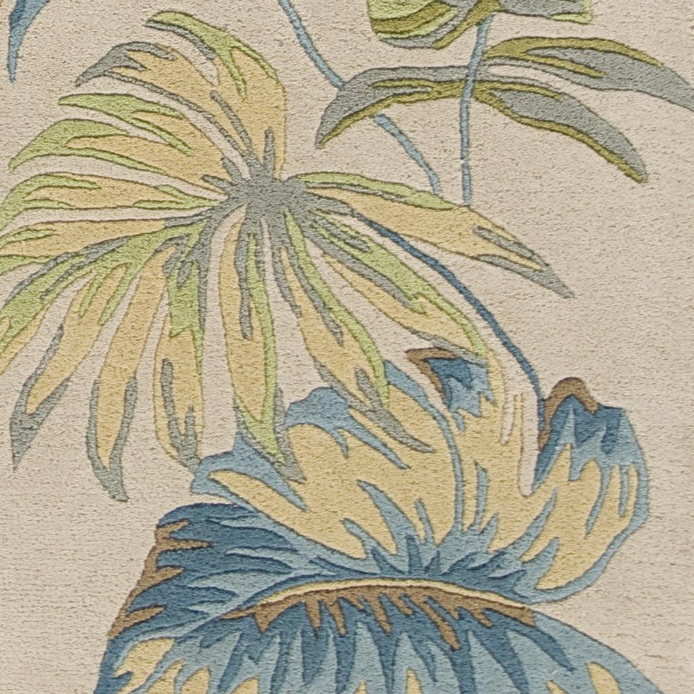3'x4' Ivory Blue Hand Tufted Tropical Leaves Indoor Area Rug - 353972. Picture 2