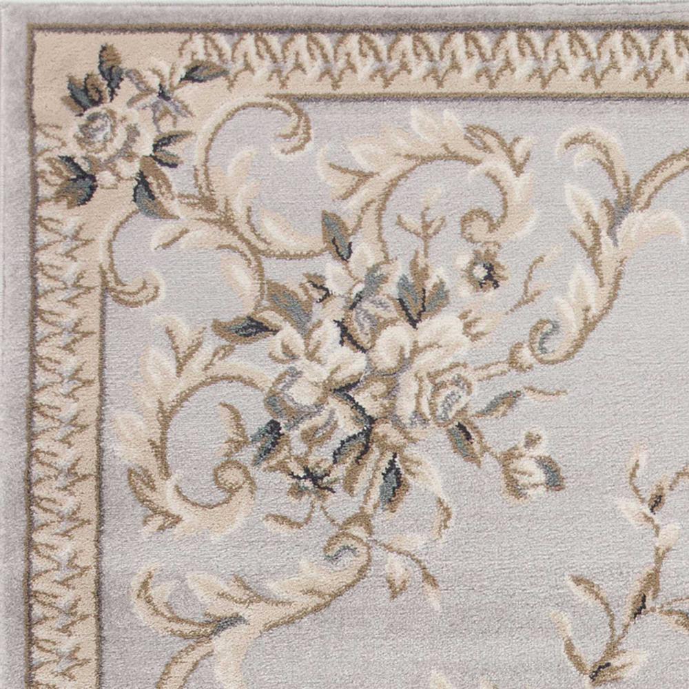 5' x 8' Light Grey Floral Vines Bordered Area Rug - 354043. Picture 3
