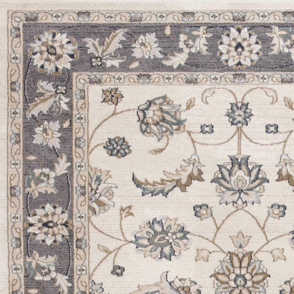 5' x 8' Ivory or Grey Floral Vines Bordered Area Rug - 354047. Picture 3
