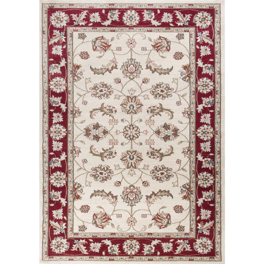 5'x8' Ivory Red Bordered Floral Indoor Area Rug - 354048. Picture 1