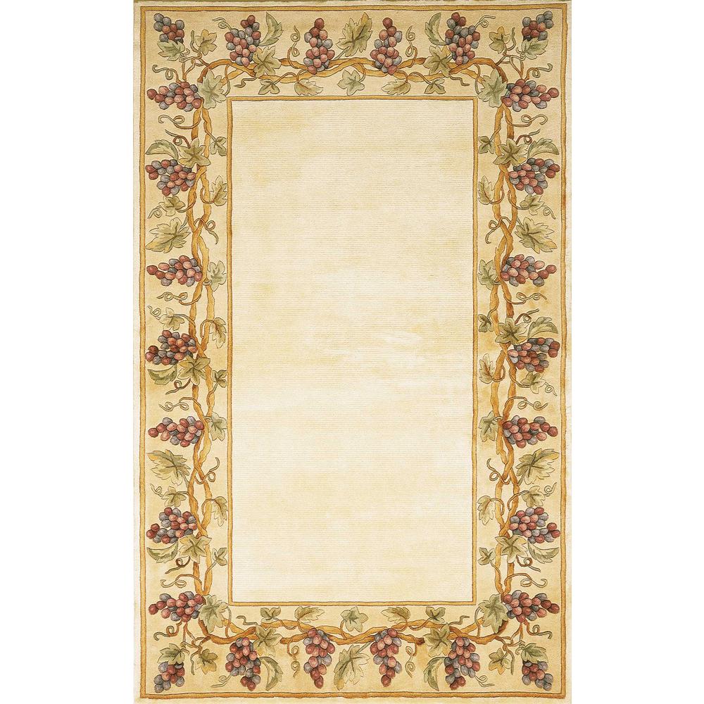 3'x5' Ivory Hand Tufted Bordered Grapevine Indoor Area Rug - 354058. Picture 1