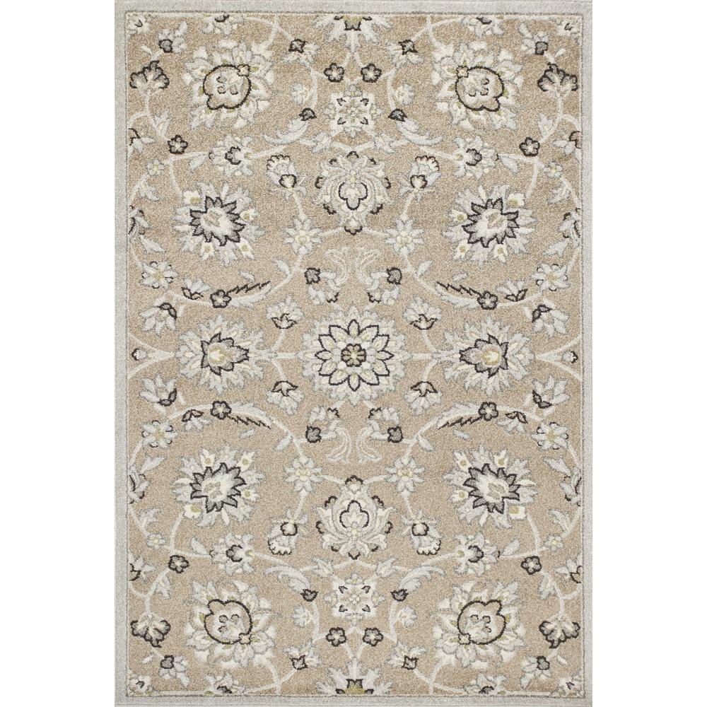 5'x8' Beige Grey Machine Woven UV Treated Floral Traditional Indoor Outdoor Area Rug - 354069. The main picture.