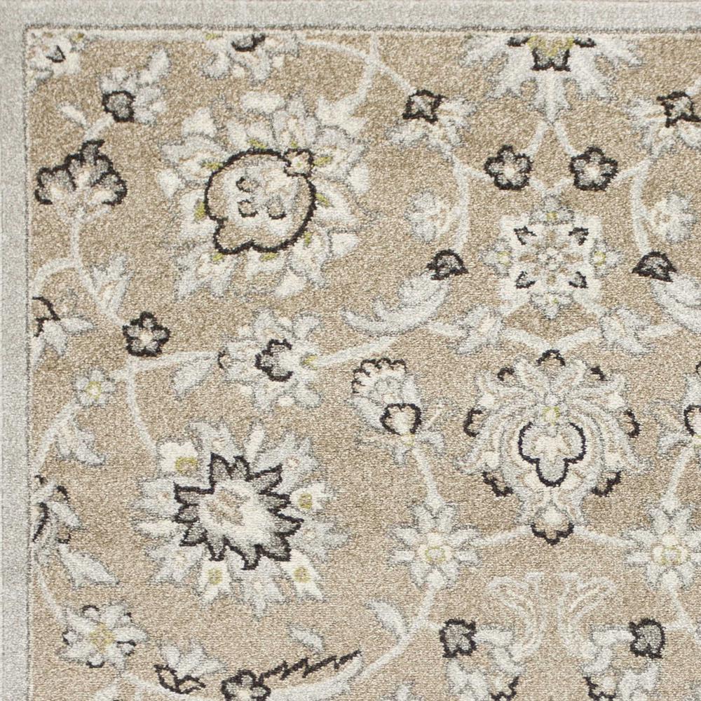 5'x8' Beige Grey Machine Woven UV Treated Floral Traditional Indoor Outdoor Area Rug - 354069. Picture 3