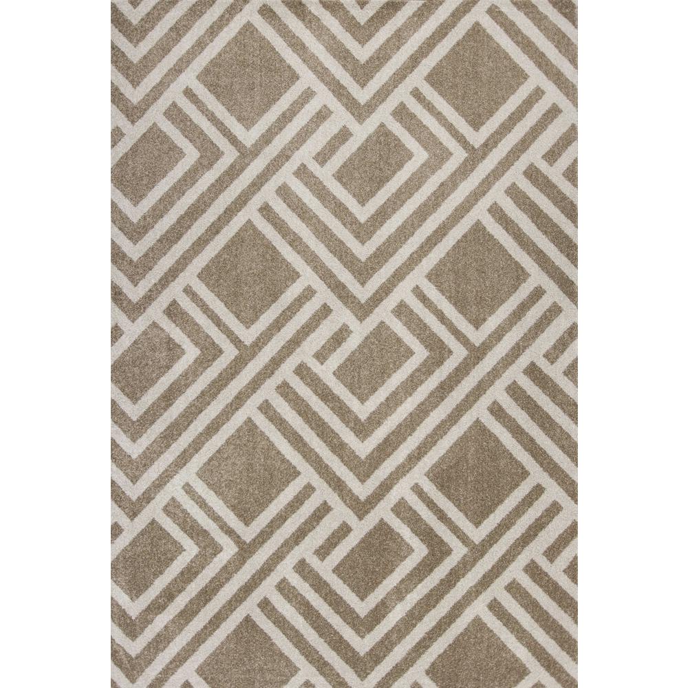 5'x8' Beige Machine Woven UV Treated Geometric Indoor Outdoor Area Rug - 354075. The main picture.