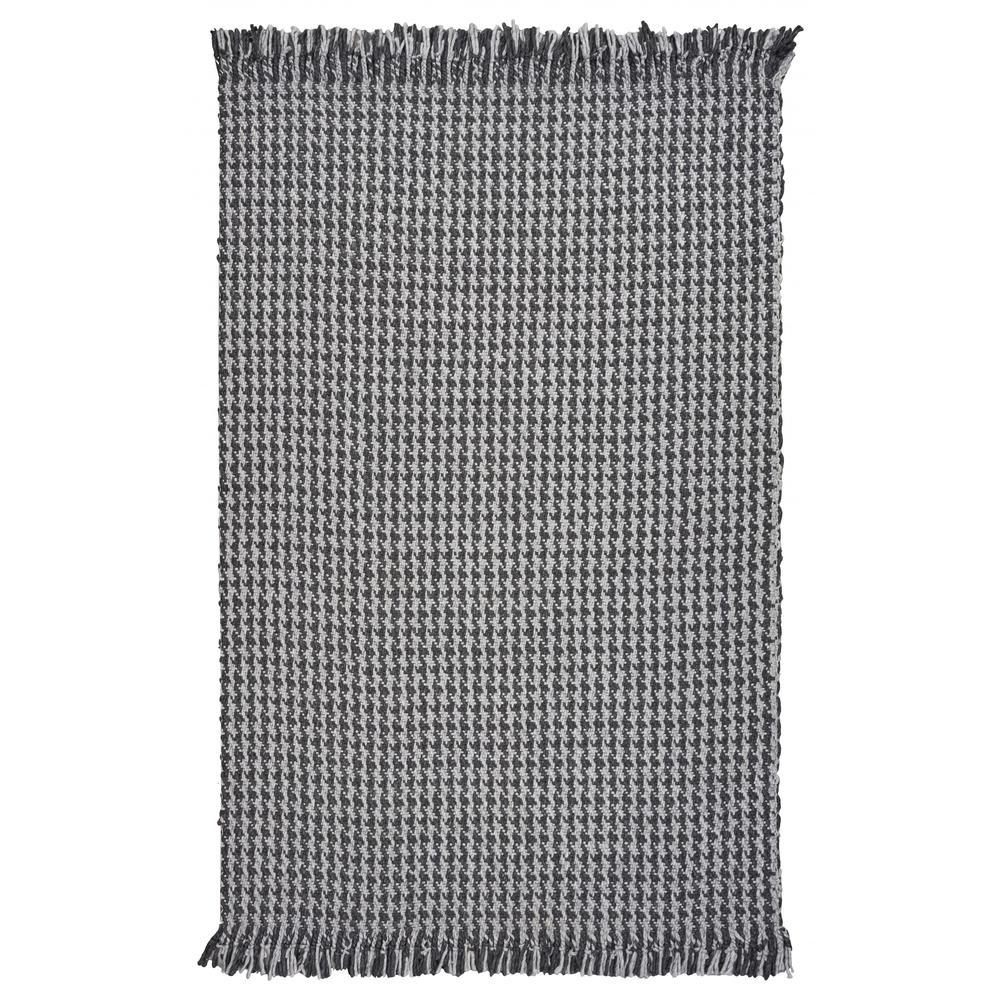 3' x 5' Grey Braided Wool Area Rug with Fringe - 354078. Picture 1