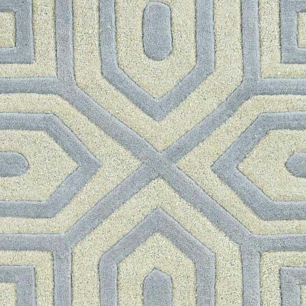 8' Grey Hand Tufted Geometric Indoor Runner Rug - 354089. Picture 2