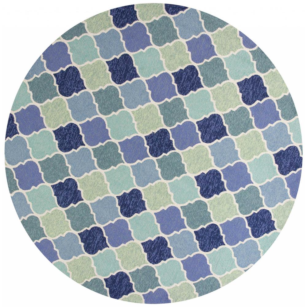 7' Round UV treated Polypropylene Blue Area Rug - 354130. Picture 1