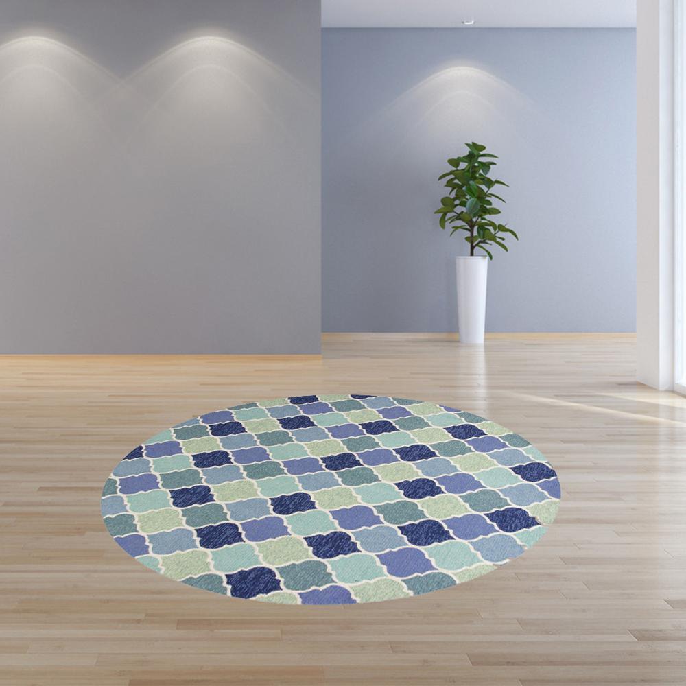 7' Round UV treated Polypropylene Blue Area Rug - 354130. Picture 4