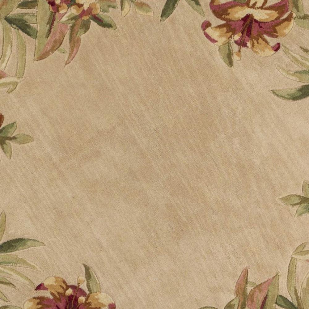 5' Round  Wool Ivory  Area Rug - 354154. Picture 3