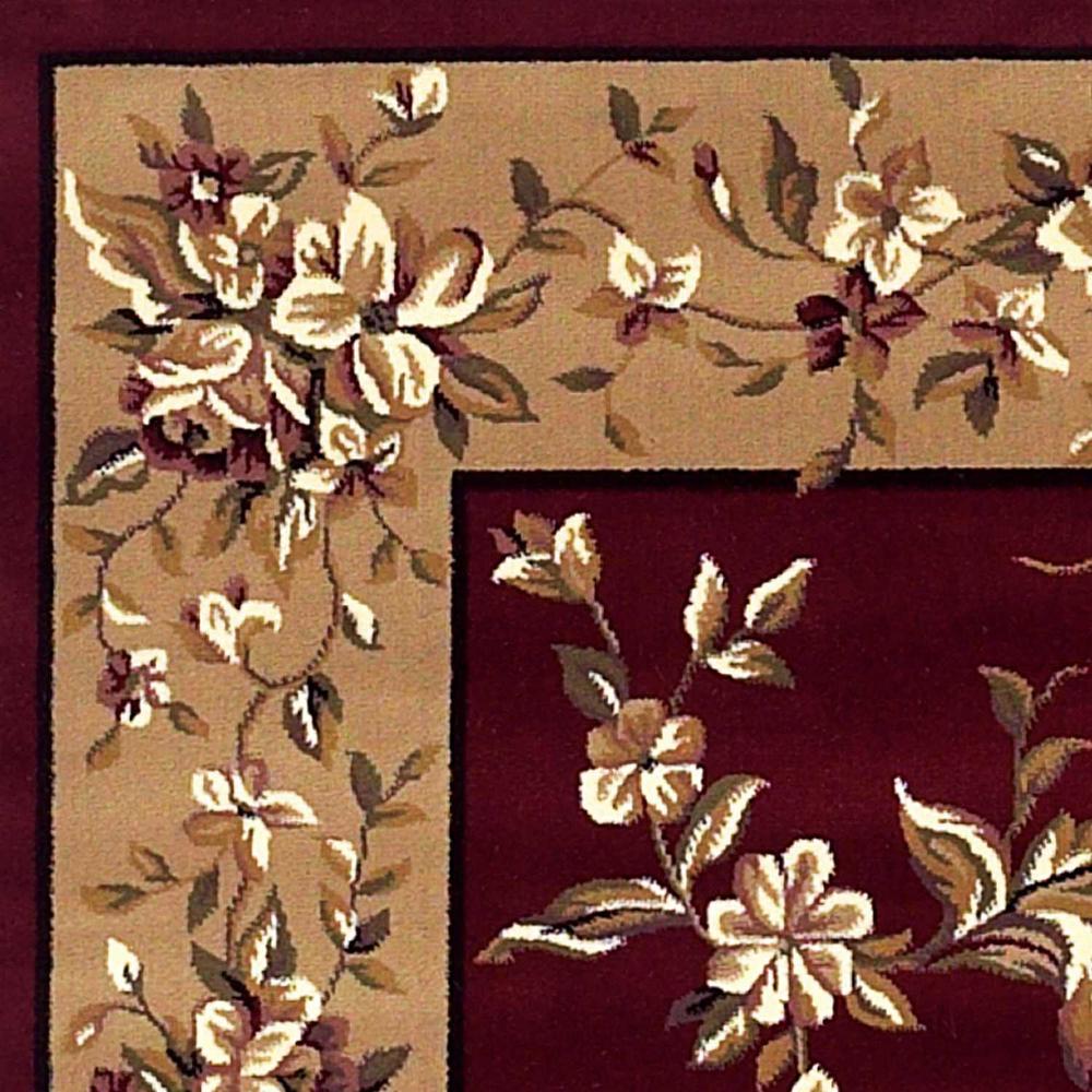 8'x11' Red Beige Machine Woven Floral Traditional Indoor Area Rug - 354184. Picture 2