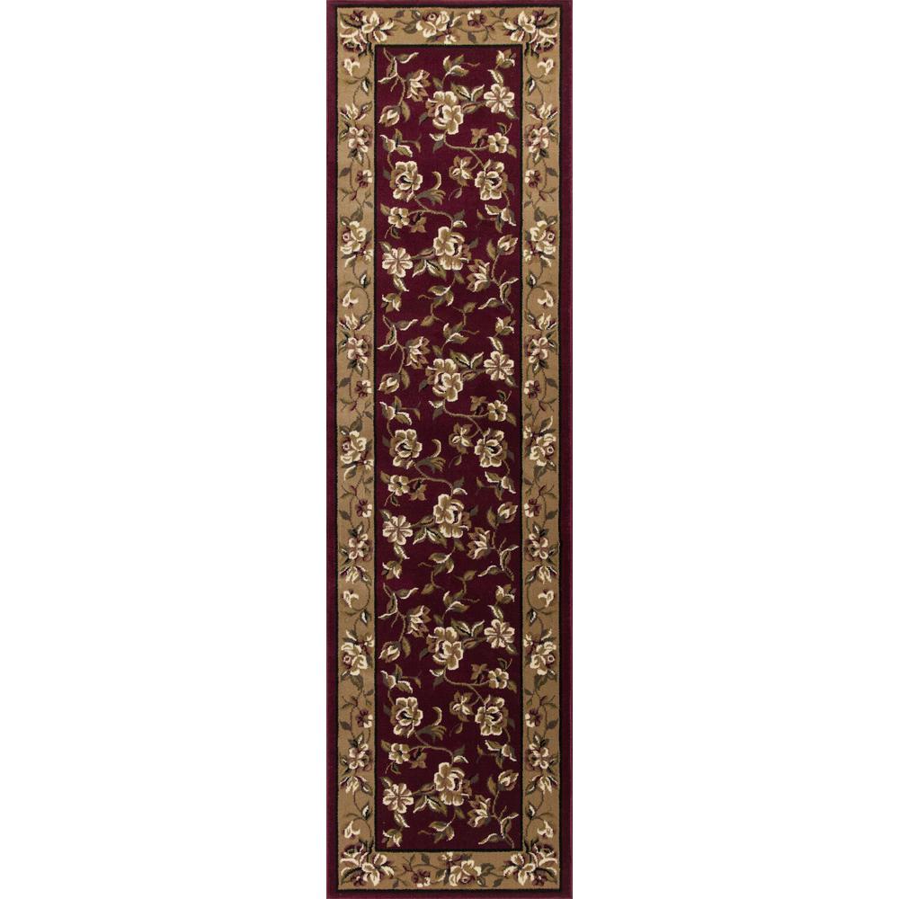 8'x11' Red Beige Machine Woven Floral Traditional Indoor Area Rug - 354184. Picture 5