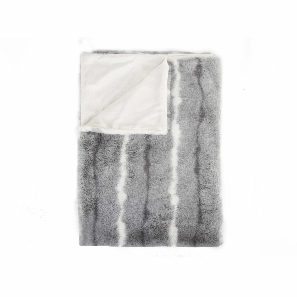 50" x 60" Dayton Grey White Black Fur   Throw - 354556. Picture 1