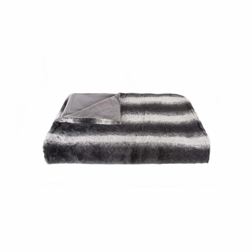 50" x 60" Irving Charcoal White Fur   Throw - 354557. Picture 1
