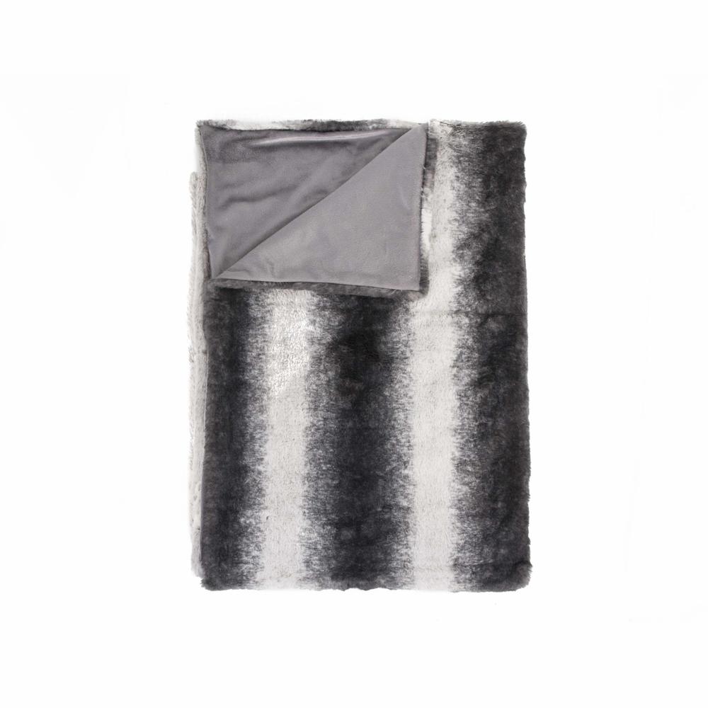 50" x 60" Irving Charcoal White Fur   Throw - 354557. Picture 2