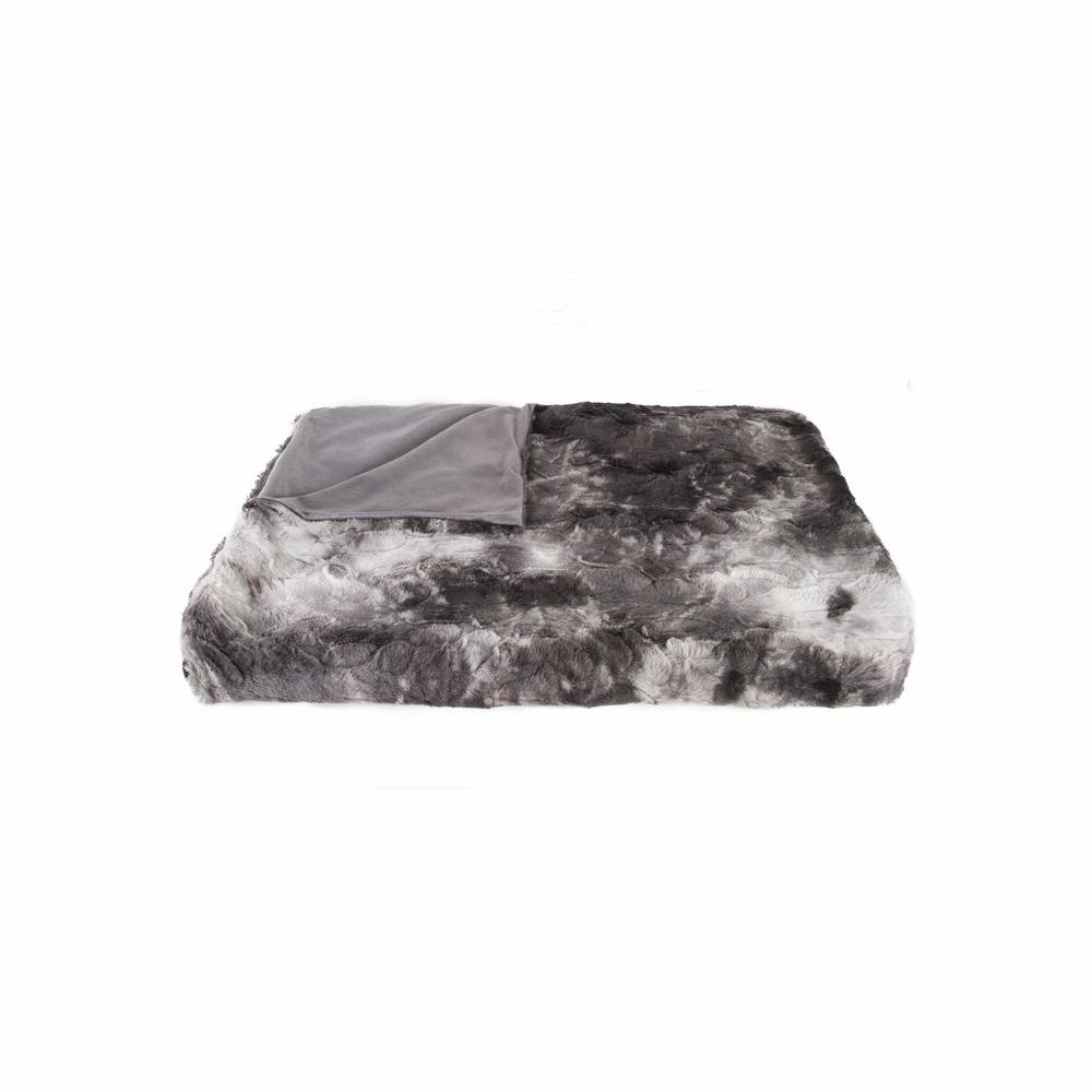 50" x 60" Naples Charcoal Grey Fur   Throw - 354560. Picture 1