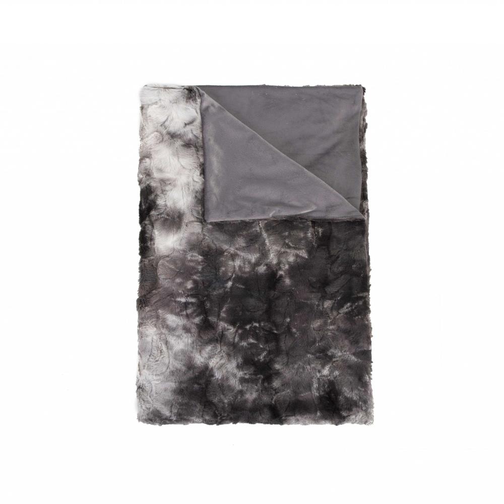 50" x 60" Naples Charcoal Grey Fur   Throw - 354560. Picture 2