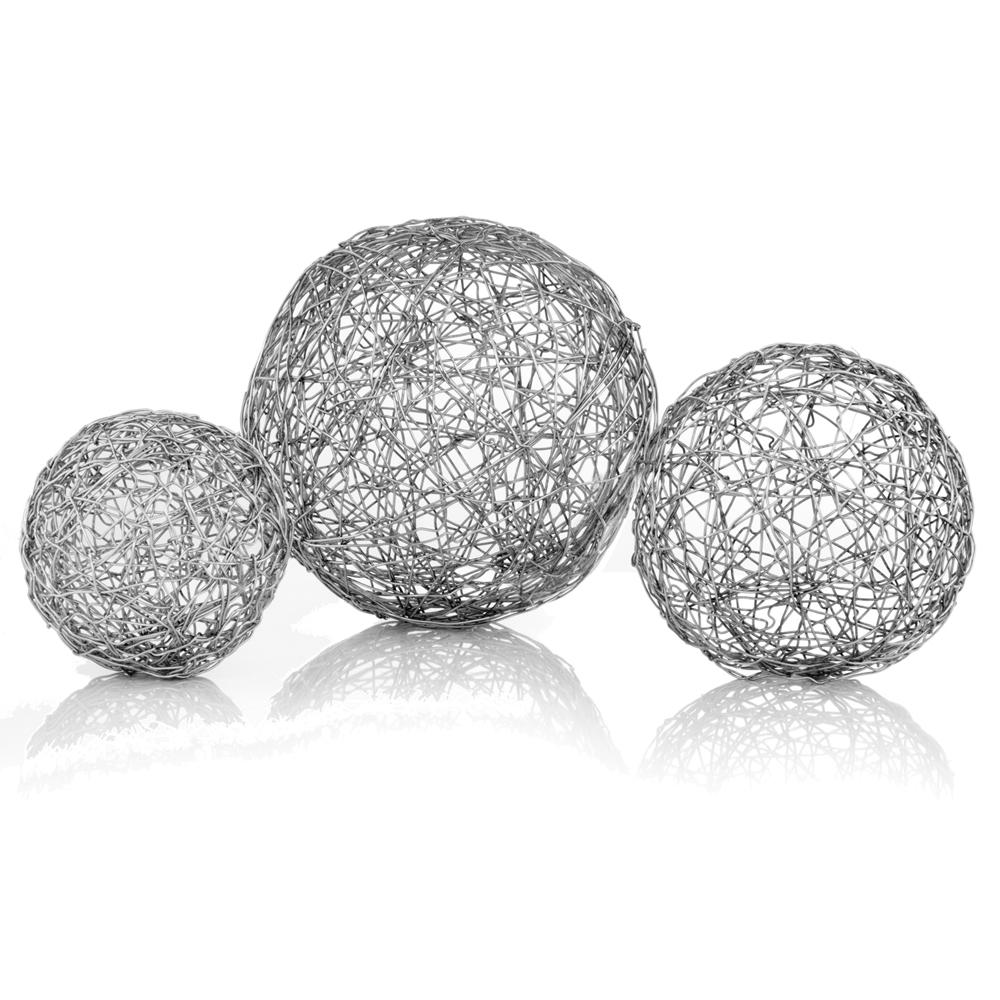 4" x 4" x 4" Shiny Nickel or Silver Wire - Spheres Box of 3 - 354589. The main picture.