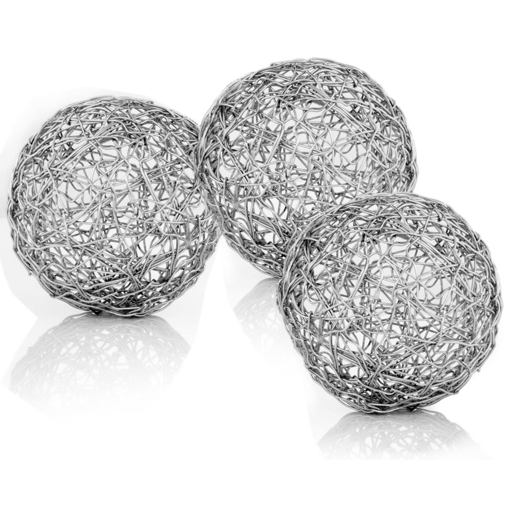 4" x 4" x 4" Shiny Nickel or Silver Wire - Spheres Box of 3 - 354589. Picture 2