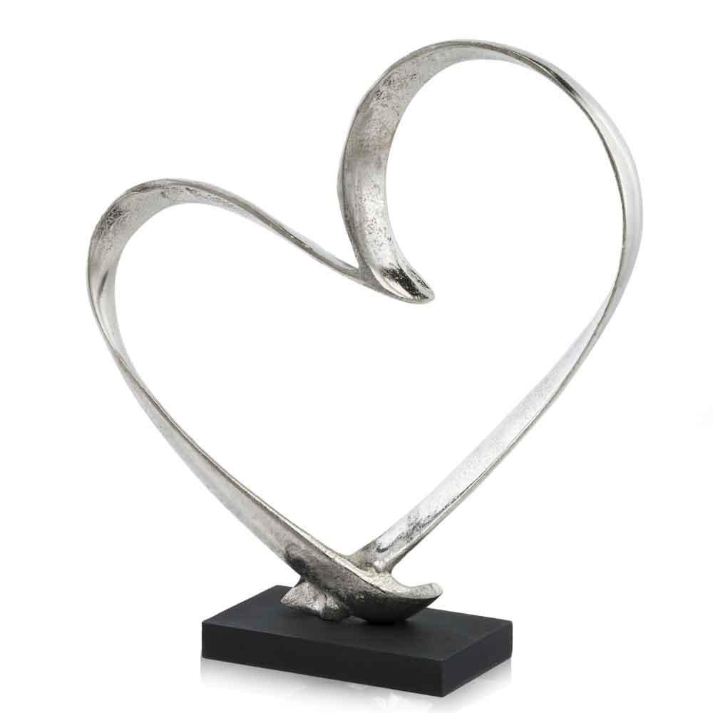 Raw Silver and Black Heart Sculpture - 354624. Picture 1