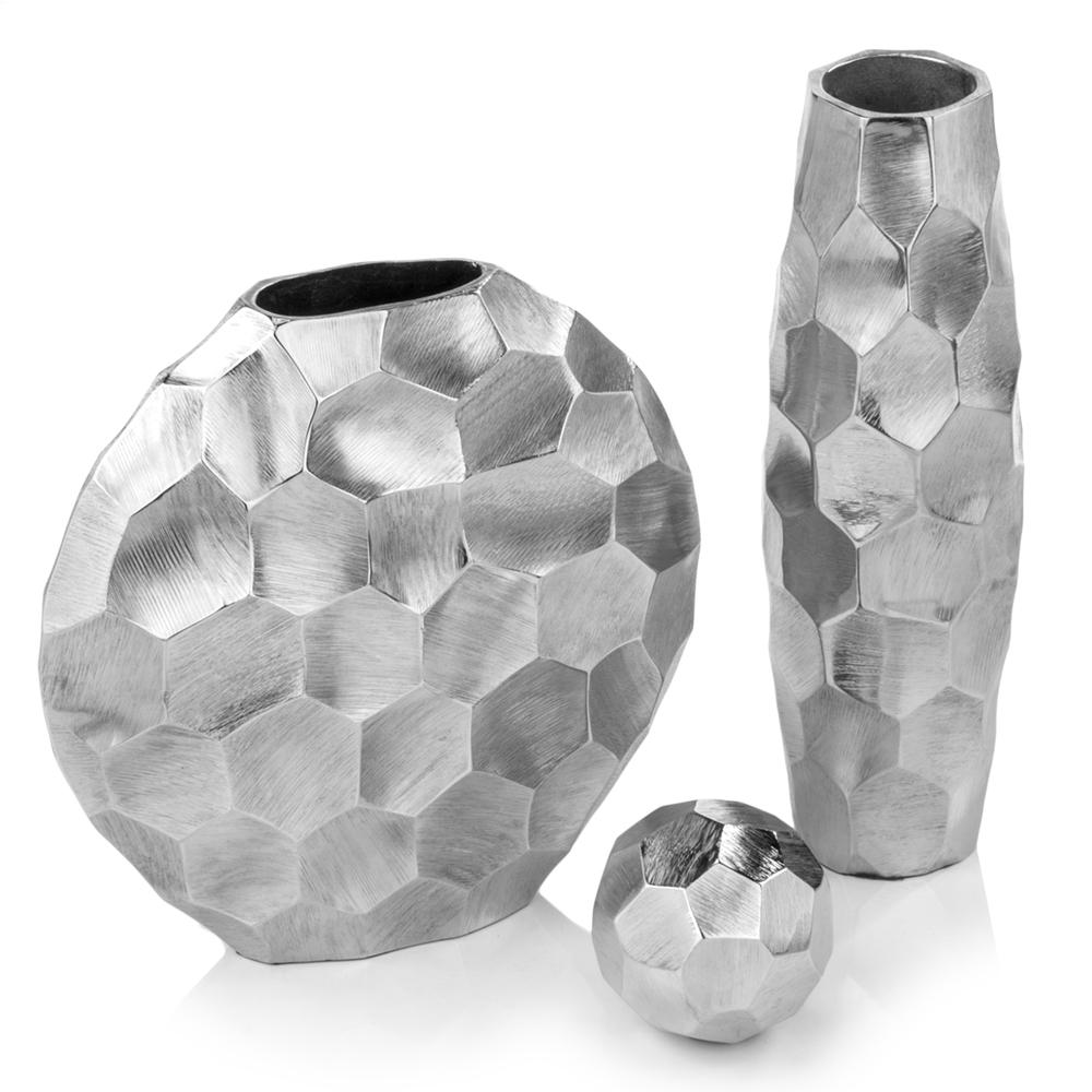 4" x 4"  Rough Silver Barrel Vase - 354637. Picture 1