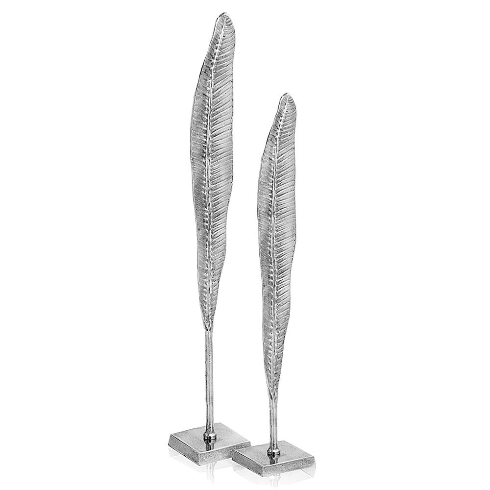 Rough Silver Tall Thin Set of 2 Leaves - 354649. Picture 1