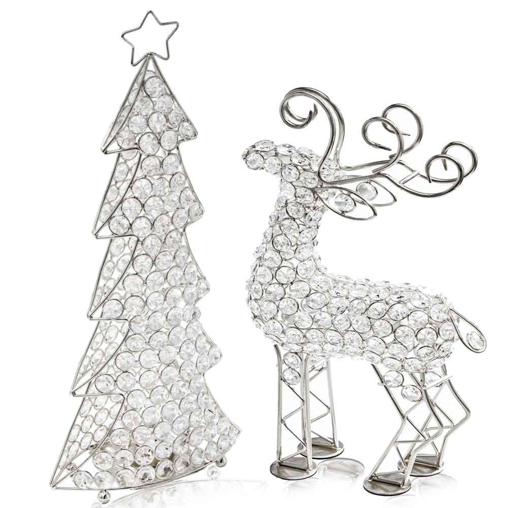 3.5" x 8" x 16" Silver Crystal Christmas Tree - 354784. Picture 1