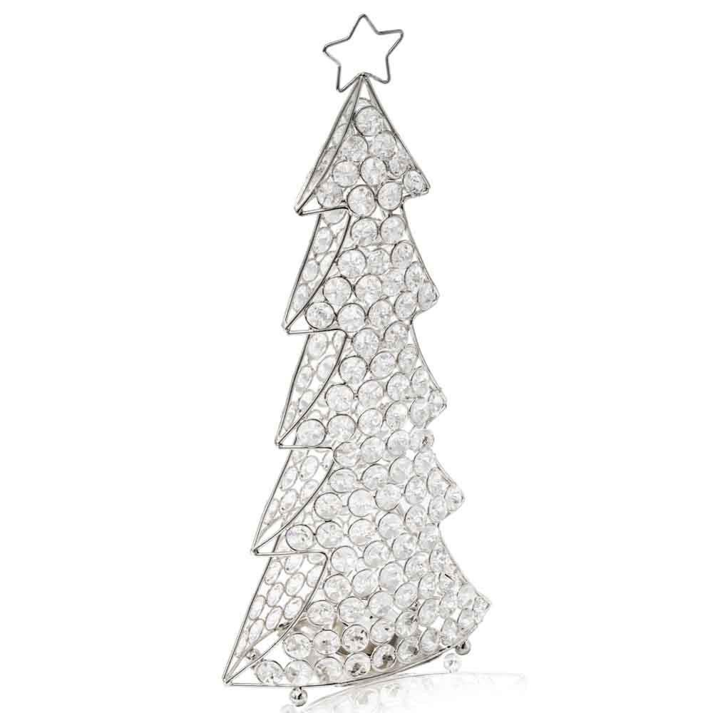 3.5" x 8" x 16" Silver Crystal Christmas Tree - 354784. Picture 2