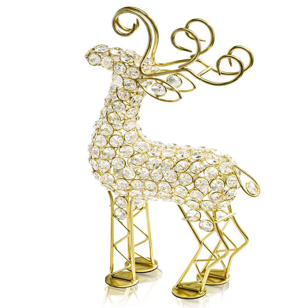 2.5" x 8" x 14" Gold Crystal Reindeer - 354785. Picture 2