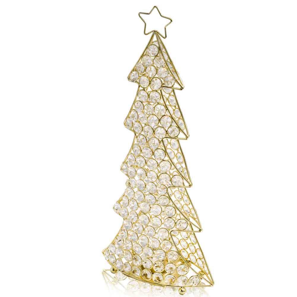 3.5" x 8" x 16" Gold Crystal Christmas Tree - 354786. Picture 2
