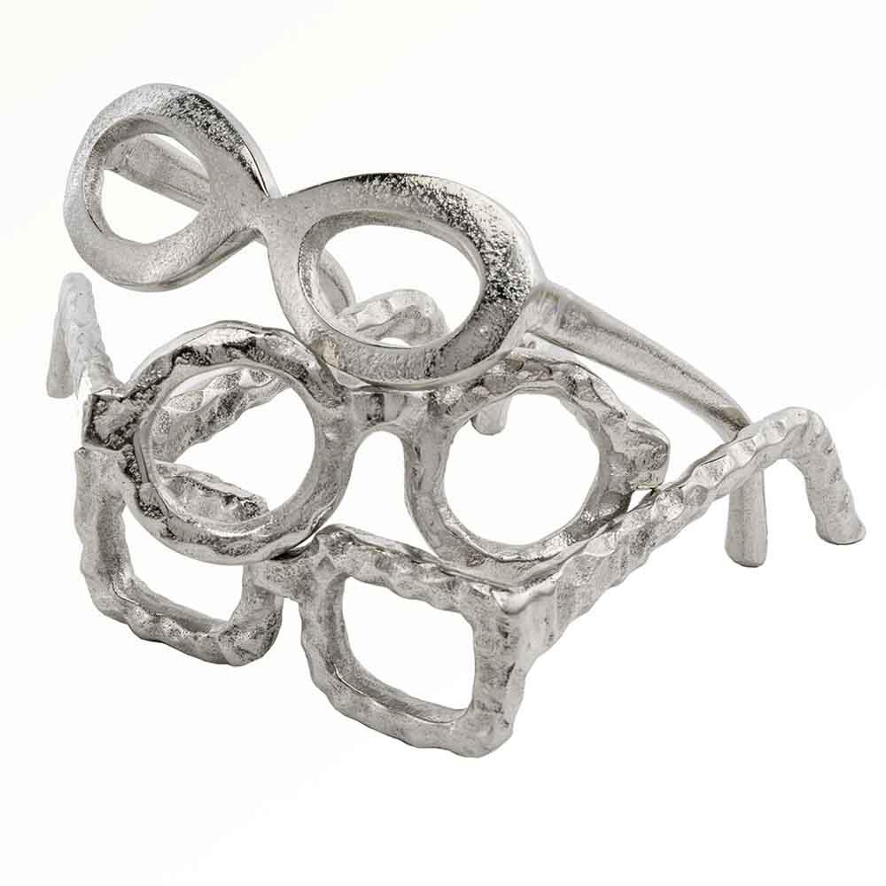 Raw Silver Textured Square Glasses Sculpture - 354795. Picture 1