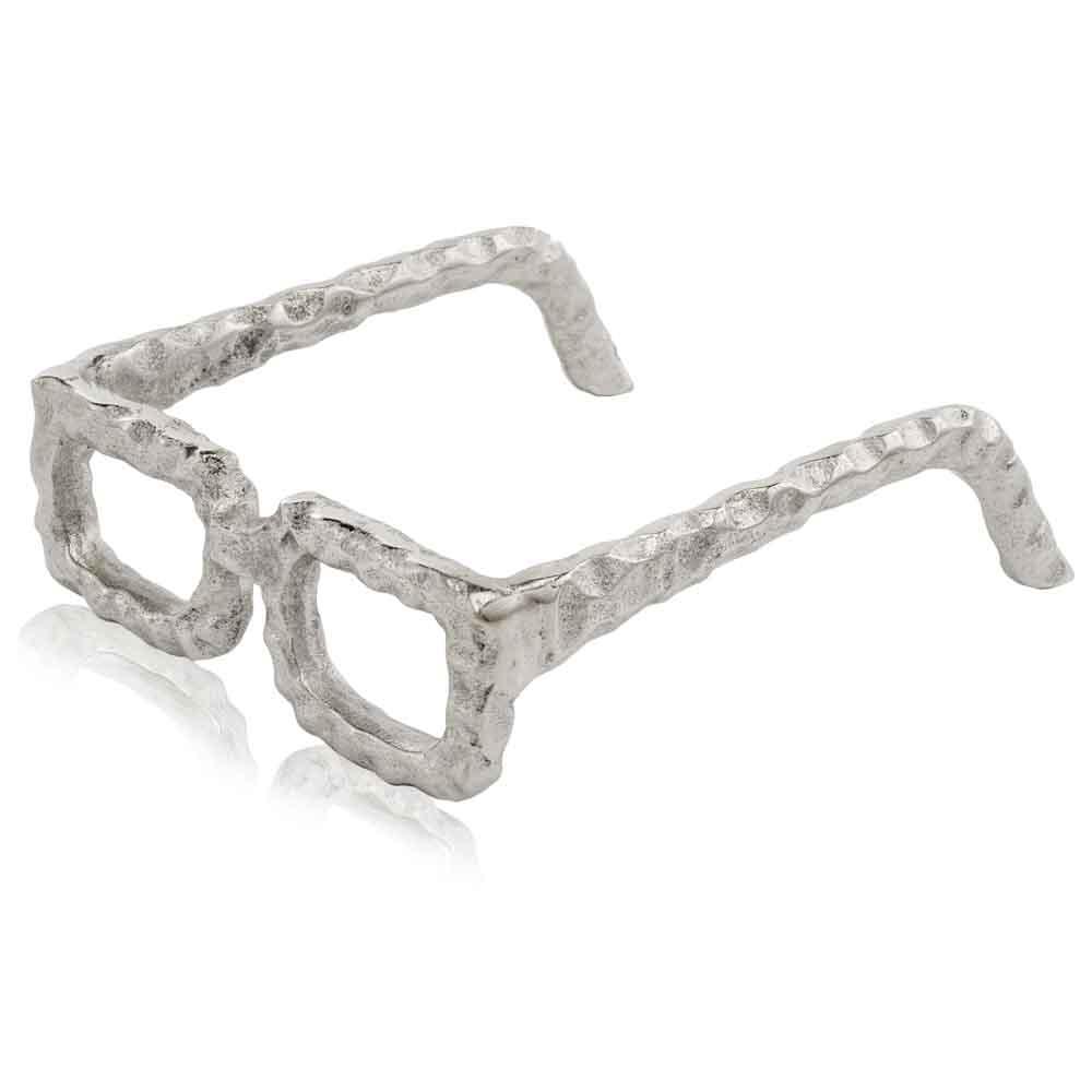 Raw Silver Textured Square Glasses Sculpture - 354795. Picture 2