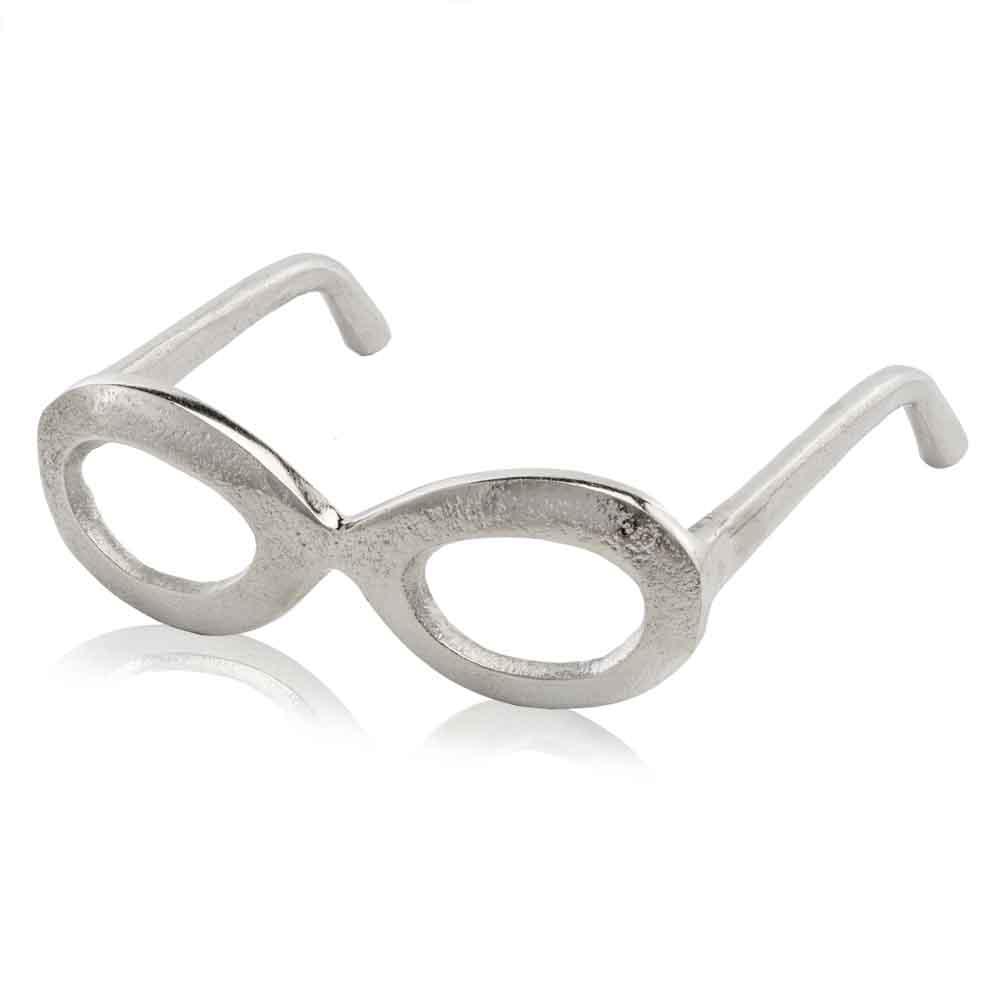 Raw Silver Textured Oval Glasses Sculpture - 354800. Picture 2