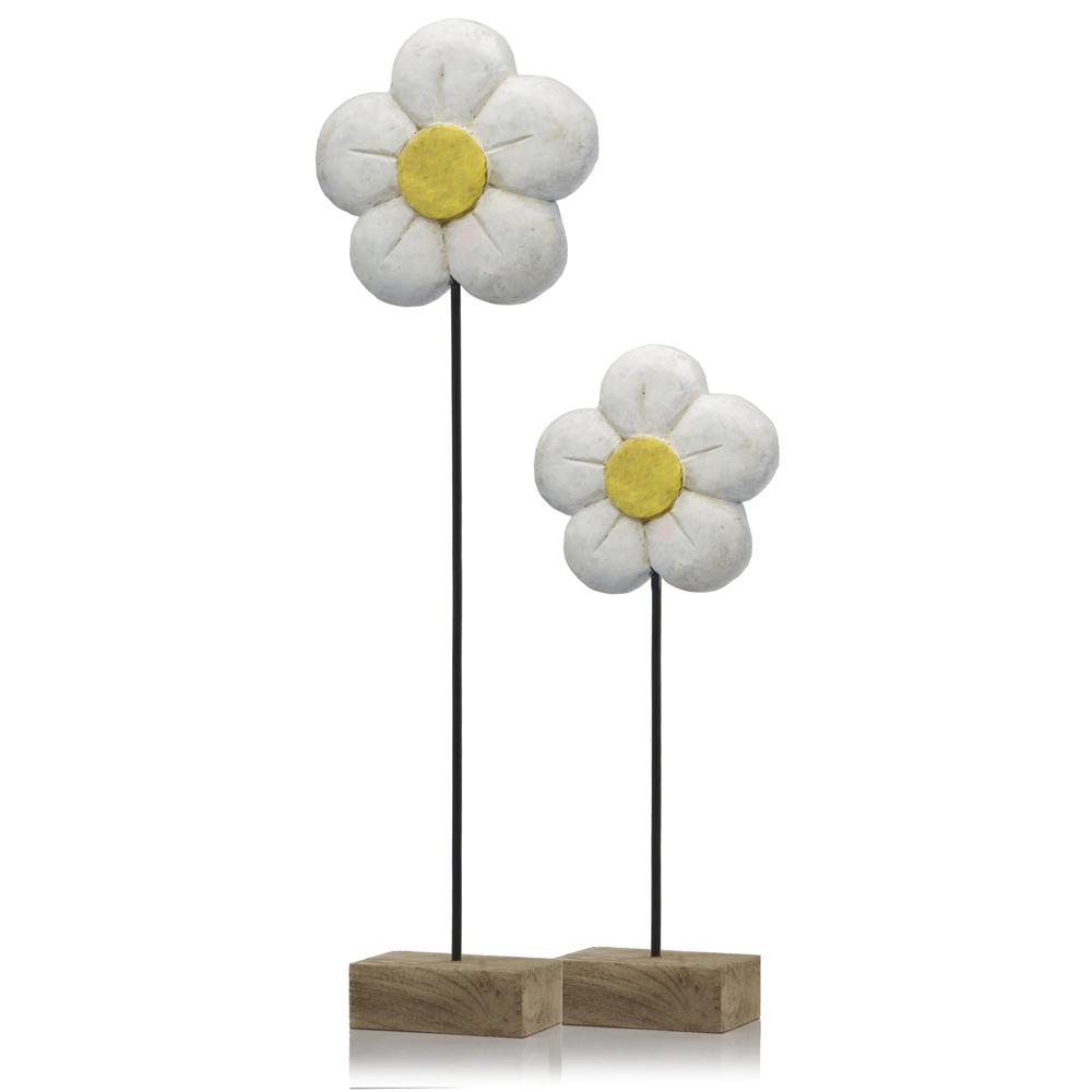 4" x 10" x 33" Natural and Black White Tall Daisy on Stand - 354882. Picture 1