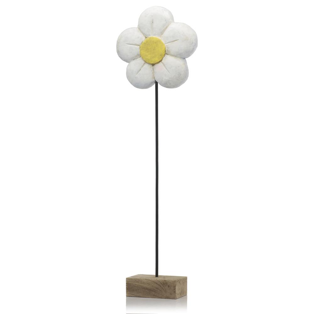4" x 10" x 33" Natural and Black White Tall Daisy on Stand - 354882. Picture 2