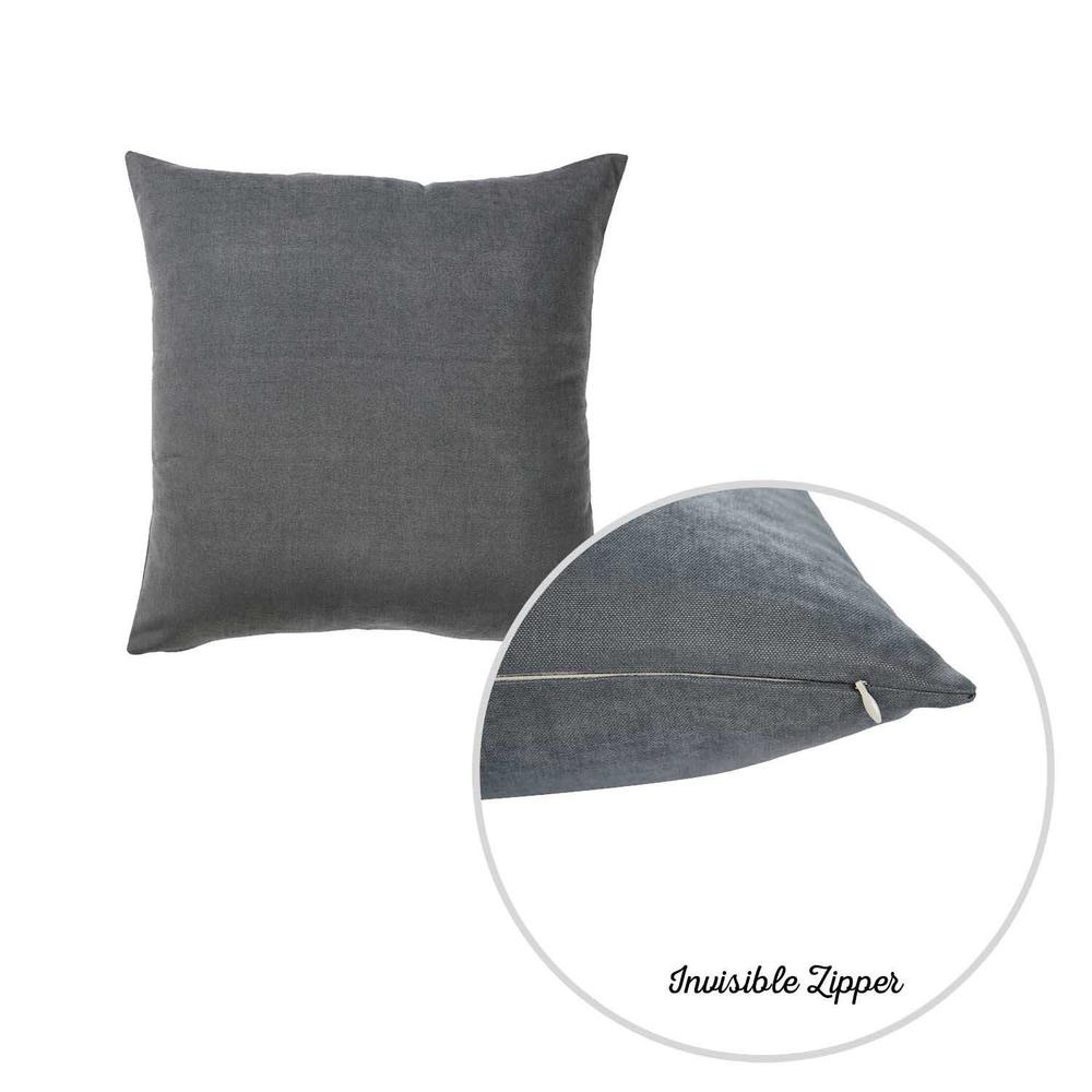 Set of 2 Grey Brushed Twill Decorative Throw Pillow Covers - 355243. Picture 2