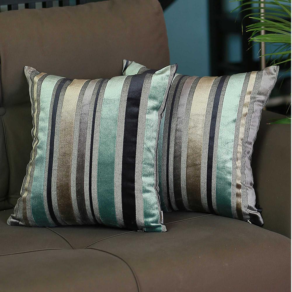 Set of 2 Blue Variegated Stripe Decorative Pillow Covers - 355252. Picture 1