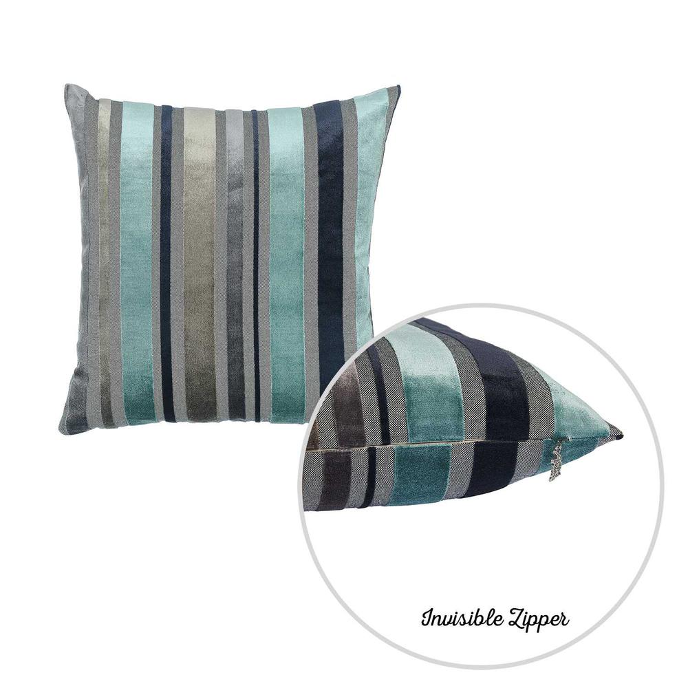 Set of 2 Blue Variegated Stripe Decorative Pillow Covers - 355252. Picture 5