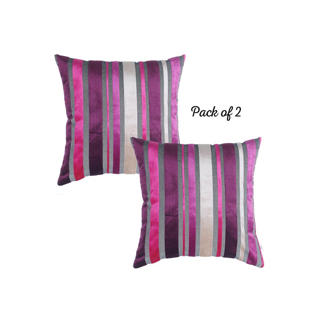 Set of 2 Purple Varigated Stripe Decorative Pillow Covers - 355273. Picture 1