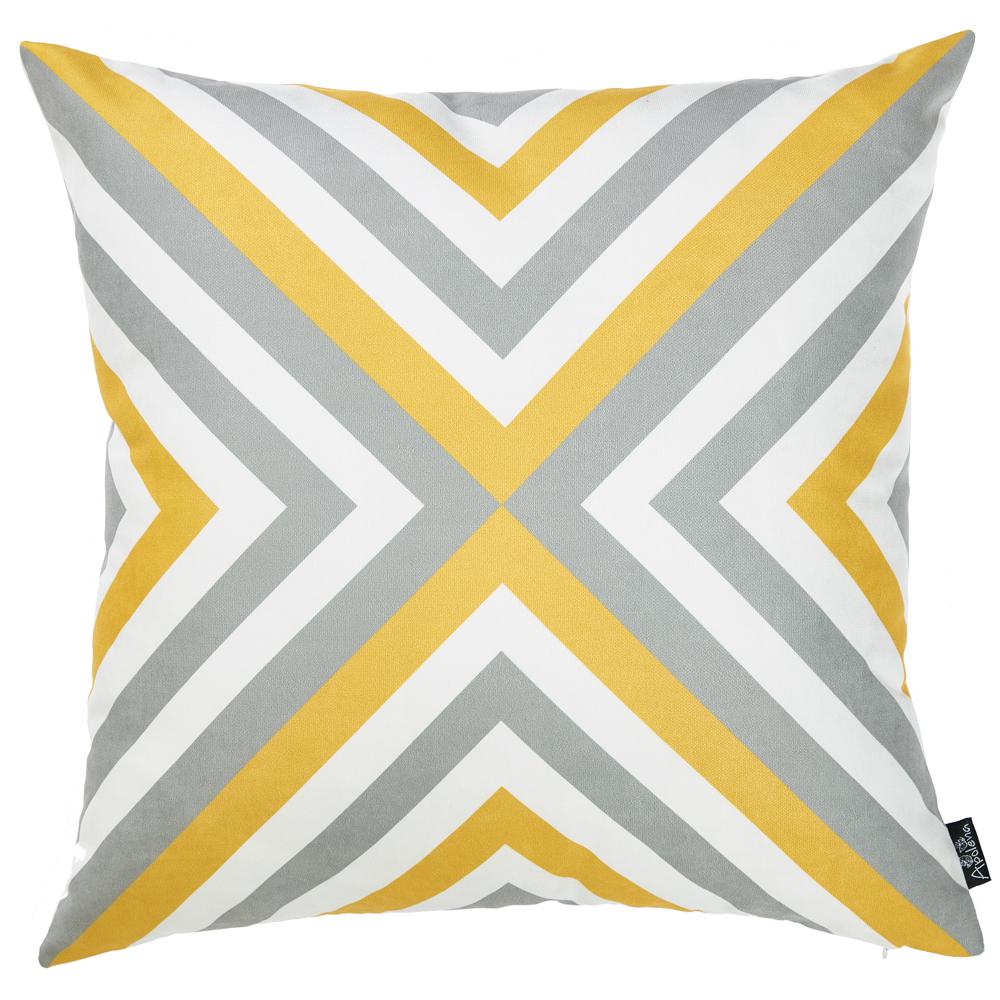 Yellow and Gray Geometric Decorative Throw Pillow Cover - 355277. Picture 1