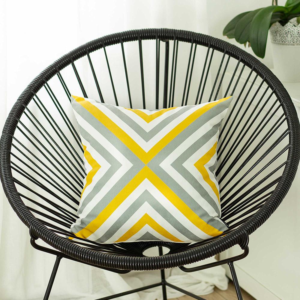 Yellow and Gray Geometric Decorative Throw Pillow Cover - 355277. Picture 3