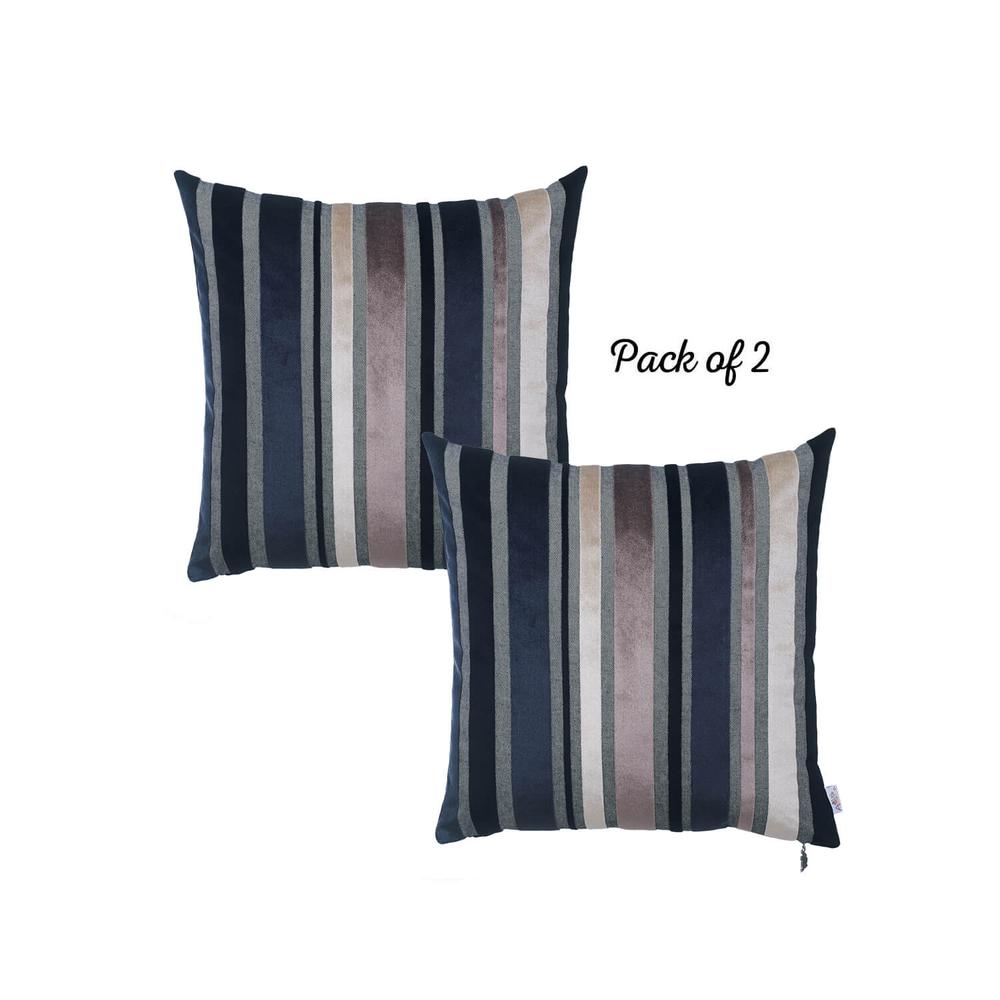 Set of 2 Midnight Variegated Stripe Decorative Pillow Covers - 355282. Picture 2