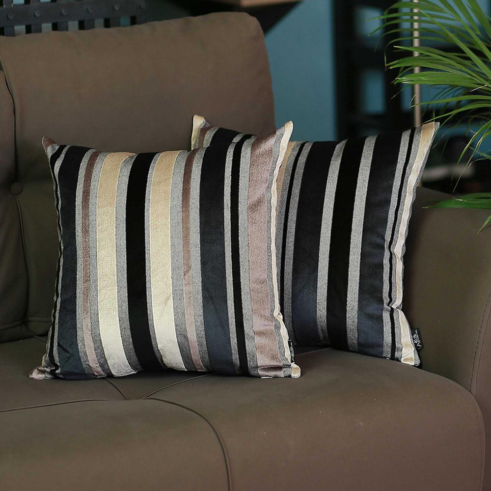 Set of 2 Midnight Variegated Stripe Decorative Pillow Covers - 355282. Picture 3