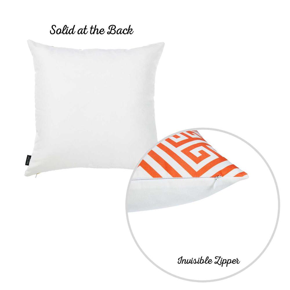 Orange and White Greek Key Decorative Throw Pillow Cover - 355284. Picture 2