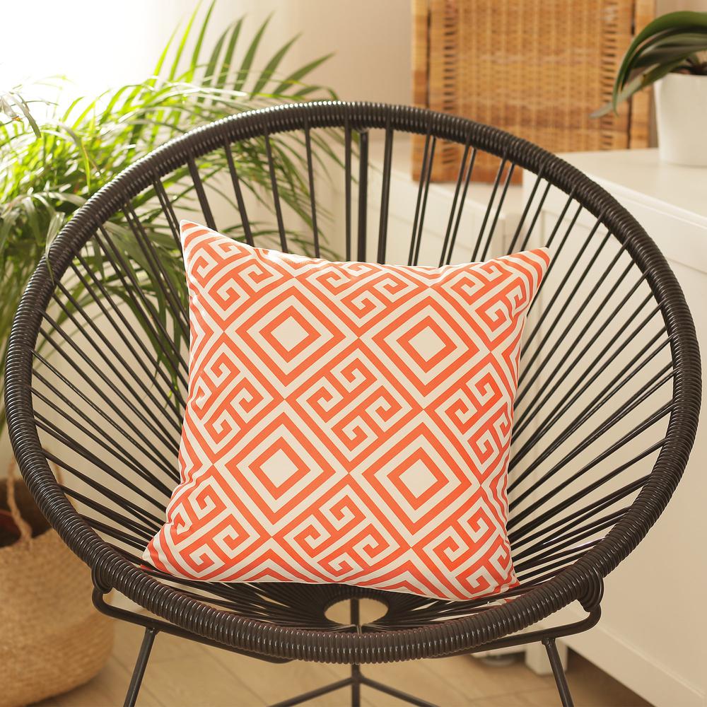 Orange and White Greek Key Decorative Throw Pillow Cover - 355284. Picture 3