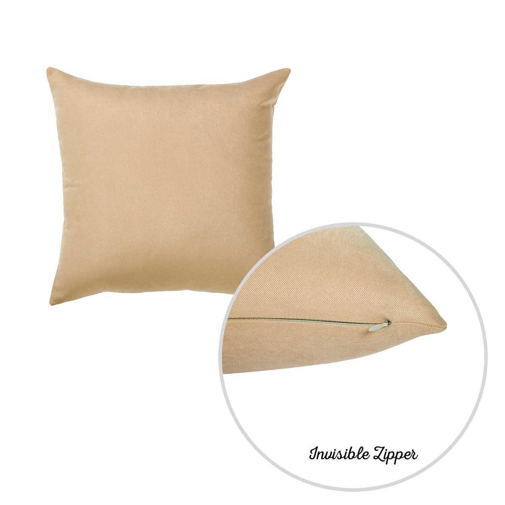 Set of 2 Light Beige Brushed Twill Decorative Throw Pillow Covers - 355293. Picture 1