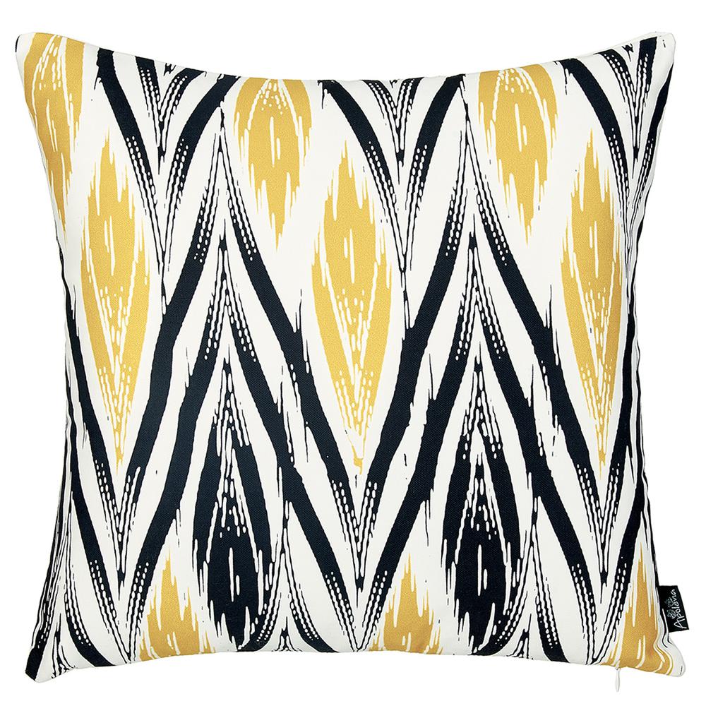 Black and  Yellow Zig Zag Decorative Throw Pillow Cover - 355296. Picture 2