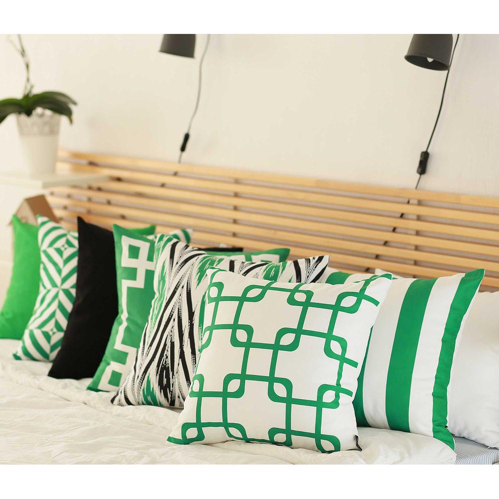 Black White and Green Long Ikat Decorative Throw Pillow Cover - 355297. Picture 2