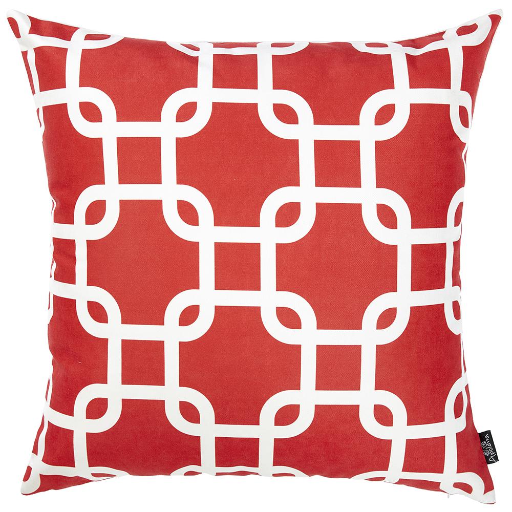 Red Lattice Decorative Throw Pillow Cover - 355301. Picture 2